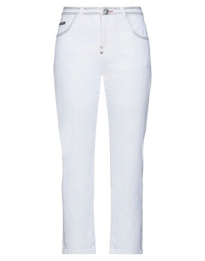 Shop Philipp Plein Woman Jeans White Size 26 Cotton, Elastane
