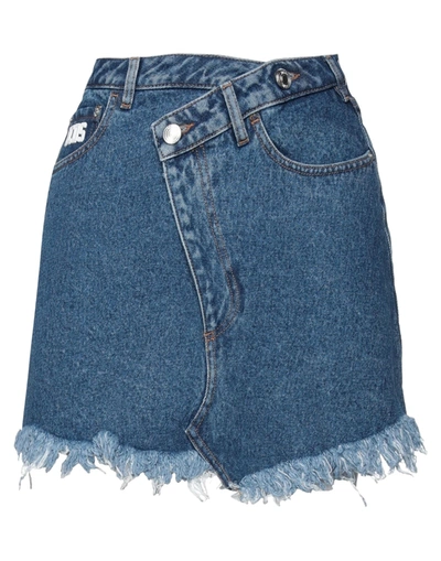 Shop Gcds Denim Skirts In Blue