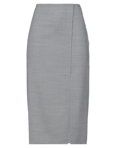 Shop Ferragamo Woman Midi Skirt Grey Size 12 Virgin Wool, Elastane, Polyamide