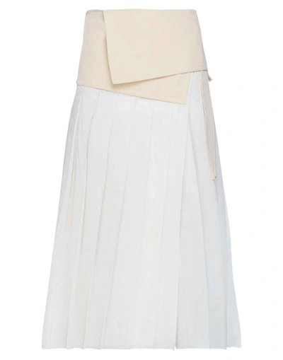 Shop Moncler 2  1952 Woman Maxi Skirt Ivory Size 6 Cotton, Polyamide In White