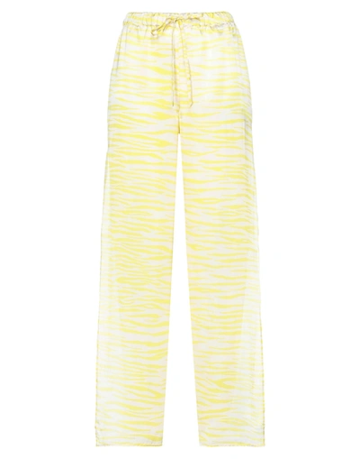 Shop Antonella Rizza Woman Pants Light Yellow Size L Silk