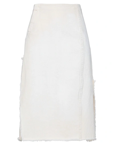Shop Marni Woman Denim Skirt Ivory Size 6 Cotton