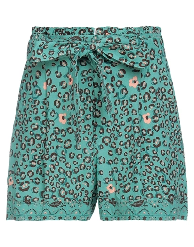 Shop Poupette St Barth Woman Shorts & Bermuda Shorts Green Size S Viscose