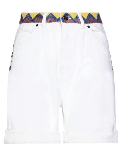 Shop Marçi By Gil Santucci Woman Denim Shorts White Size S Cotton