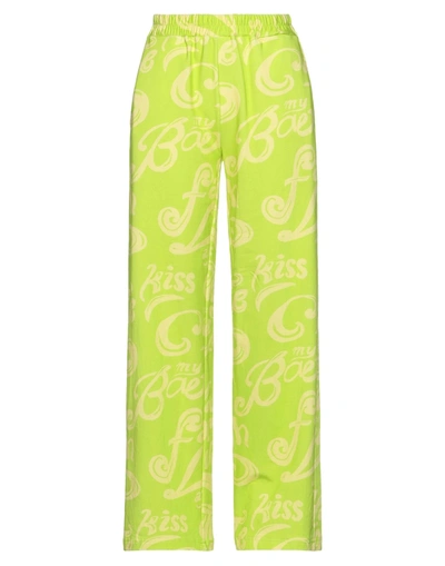 Shop Kaos Woman Pants Acid Green Size 8 Cotton, Elastane