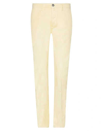 Shop Addiction Italian Couture Man Pants Light Yellow Size 32 Cotton, Elastane
