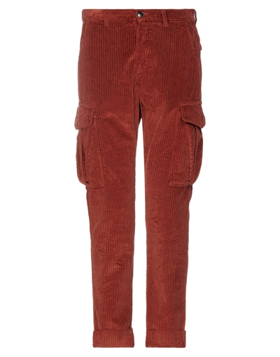 Shop Eleventy Man Pants Rust Size 33 Cotton, Elastane In Red