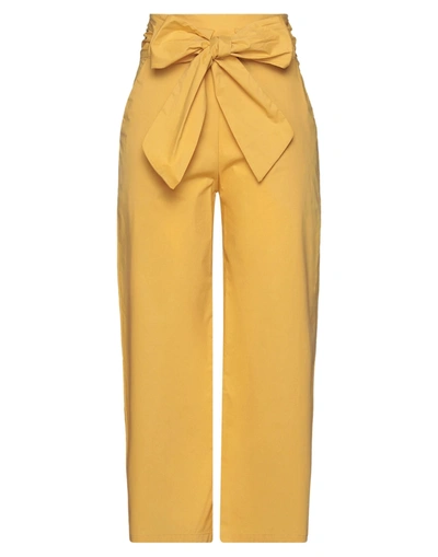 Shop Mdm Mademoiselle Du Monde Woman Pants Ocher Size 12 Cotton In Yellow