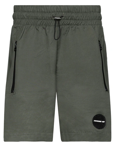 Shop Numero 00 Man Shorts & Bermuda Shorts Military Green Size M Cotton, Polyester, Polyamide