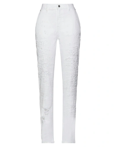 Shop Just Cavalli Woman Jeans White Size 27 Cotton, Elastane, Polyester, Bovine Leather