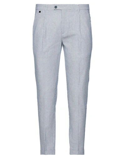 Shop Eredi Del Duca Man Pants Blue Size 28 Cotton, Linen, Elastane