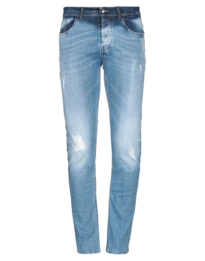 Shop Frankie Morello Man Denim Pants Blue Size 32 Cotton, Elastane