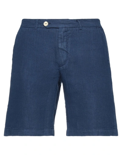 Shop Drumohr Man Shorts & Bermuda Shorts Slate Blue Size Xxl Linen