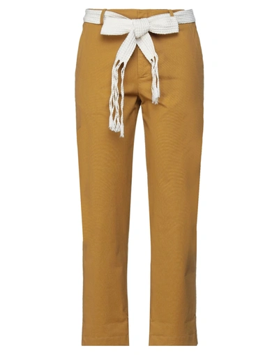Shop Alysi Woman Pants Ocher Size 6 Cotton, Elastane In Yellow