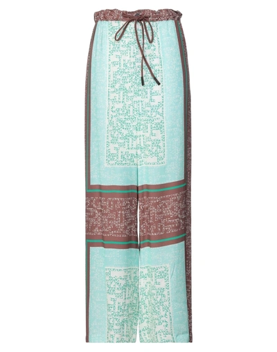 Alysi Jade Green Wide-leg Drawstring Trousers In Green