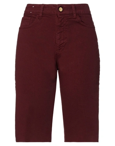 Shop Alysi Woman Denim Shorts Burgundy Size 29 Cotton, Elastane In Red