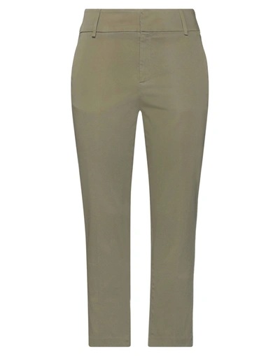 Shop Dondup Woman Pants Military Green Size 10 Cotton, Elastane