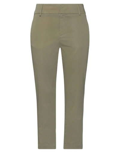 Dondup Woman Pants Military Green Size 4 Cotton, Elastane In Green