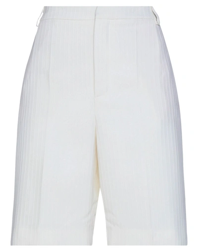 Shop Saint Laurent Woman Shorts & Bermuda Shorts Ivory Size 2 Virgin Wool, Silk