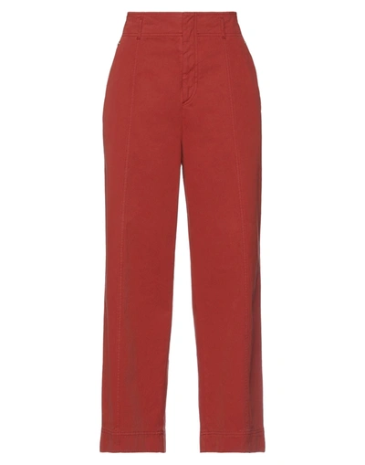 Shop Slowear Incotex Woman Pants Brick Red Size 8 Cotton, Elastane