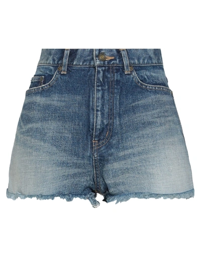 Shop Saint Laurent Woman Denim Shorts Blue Size 26 Cotton