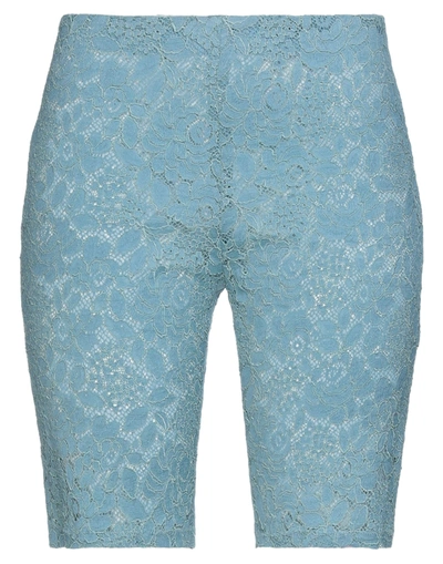 Shop Stella Mccartney Woman Shorts & Bermuda Shorts Pastel Blue Size 8-10 Cotton, Polyamide, Elastane