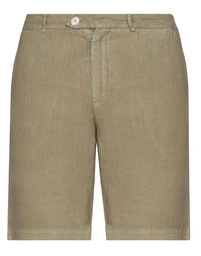 Shop Drumohr Man Shorts & Bermuda Shorts Military Green Size S Linen