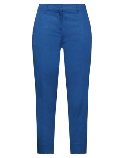 Shop Paul & Shark Woman Cropped Pants Bright Blue Size 4 Cotton, Elastane