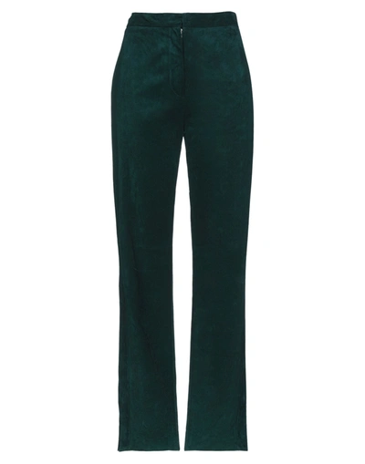 Shop Jil Sander Woman Pants Dark Green Size 8 Calfskin, Viscose