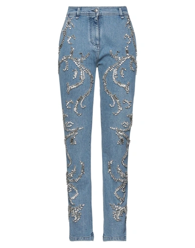 Shop Versace Woman Jeans Blue Size 28 Cotton, Elastane, Calfskin