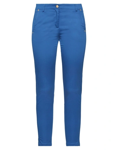 Shop Paul & Shark Woman Pants Bright Blue Size 4 Cotton, Elastane