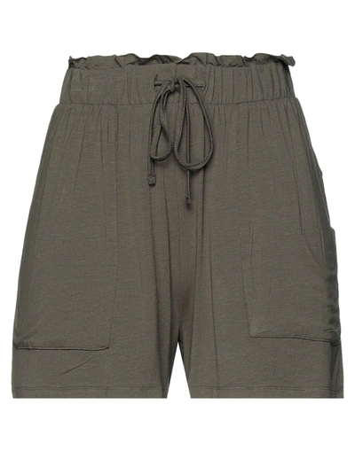 Shop Pieces Woman Shorts & Bermuda Shorts Military Green Size Xs Viscose, Elastane