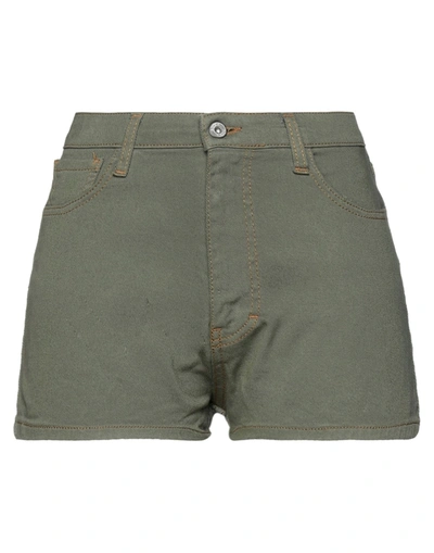 Shop Dixie Woman Denim Shorts Military Green Size M Cotton, Elastane