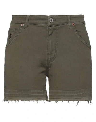 Shop Avantgar Denim By European Culture Woman Shorts & Bermuda Shorts Military Green Size 27 Cotton, Poly