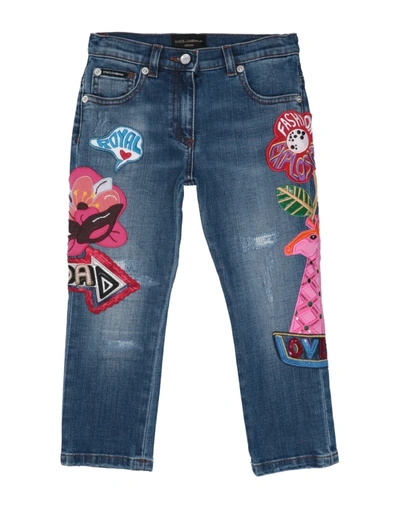 Shop Dolce & Gabbana Toddler Girl Jeans Blue Size 3 Cotton, Elastane, Calfskin, Zamak
