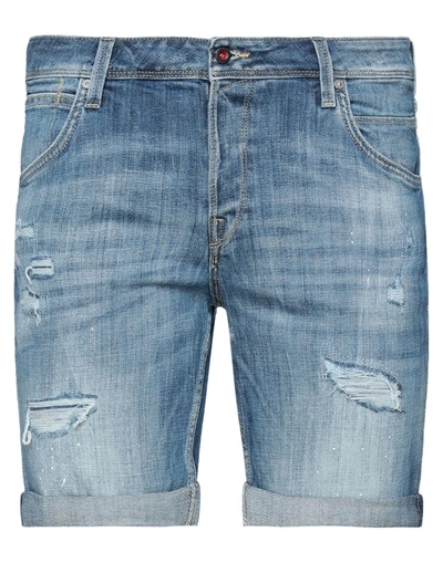 Shop Jack & Jones Man Denim Shorts Blue Size Xs Cotton, Elastane