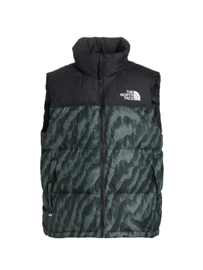 The North Face Printed 1996 Retro Nuptse Vest In Balsam Green Wood 