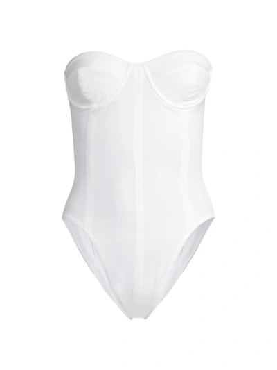 Shop Norma Kamali Women's Corset Mio One-piece Swimsuit In White