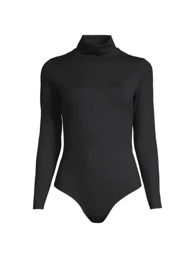Shop Spanx Women's Long Sleeve Turtleneck Bodysuit In Classic Black
