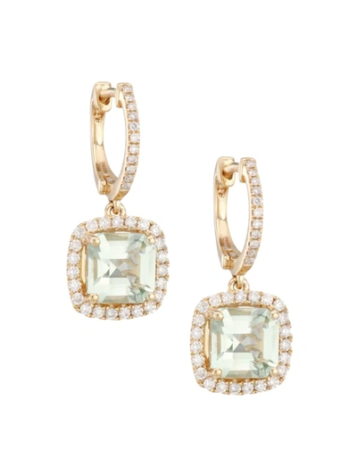 Shop Saks Fifth Avenue Women's 14k Gold, Diamond & Green Amethyst Drop Earrings