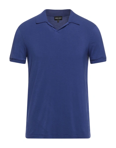 Shop Giorgio Armani Man Polo Shirt Purple Size 44 Viscose, Elastane