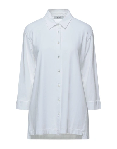 Shop Alpha Studio Woman Shirt White Size 6 Cotton, Elastane