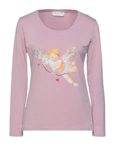 Shop Ean 13 Woman T-shirt Pastel Pink Size 10 Cotton, Elastane