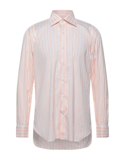 Shop Giampaolo Man Shirt Salmon Pink Size 16 ½ Cotton, Polyamide, Elastane
