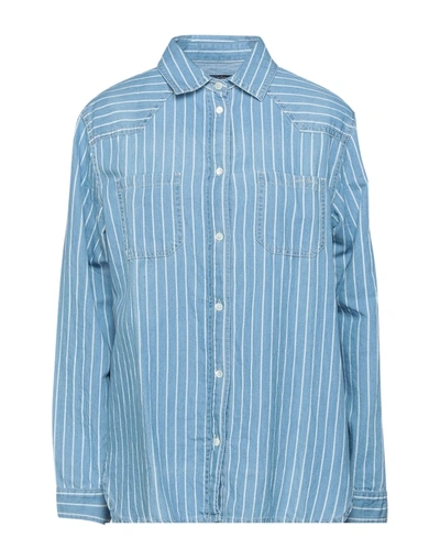 Shop Jacob Cohёn Woman Denim Shirt Blue Size S Cotton, Linen
