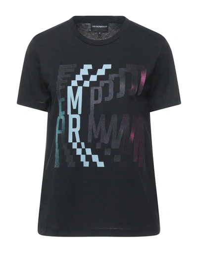 Shop Emporio Armani Woman T-shirt Black Size 6 Lyocell, Cotton, Polyester