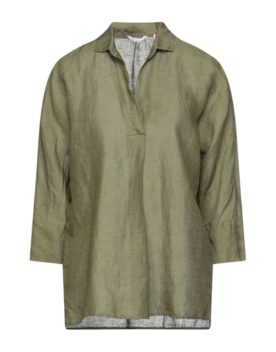 Shop Caliban Woman Top Military Green Size 4 Linen