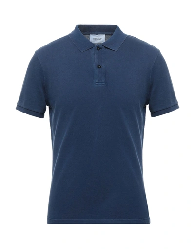 Shop Dondup Man Polo Shirt Blue Size L Cotton, Elastane