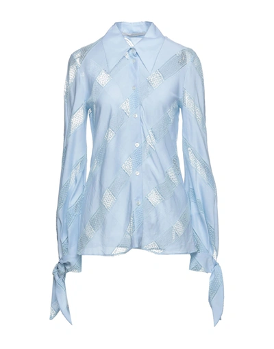 Shop Stella Mccartney Woman Shirt Sky Blue Size 4-6 Cotton, Silk