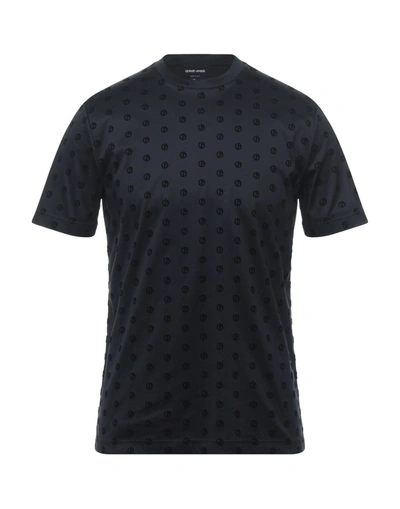 Shop Giorgio Armani Man T-shirt Midnight Blue Size 44 Cotton
